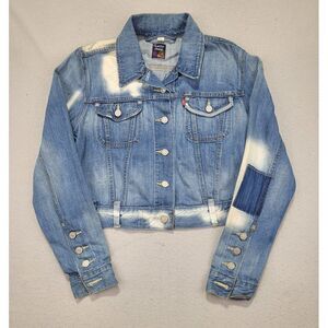 Levi's Jean Jacket GIRLS KIDS Large Patchwork Denim Trucker
